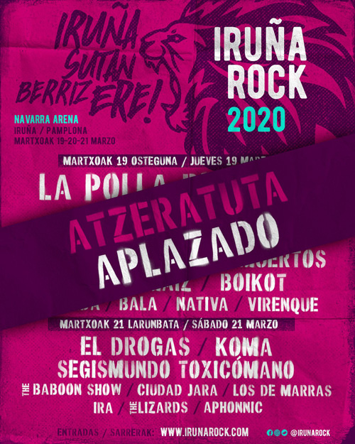 Iruña Rock aplazado por el Coronavirus