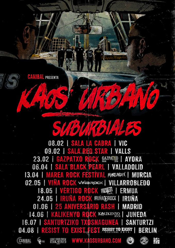 Fechas de conciertos de la gira Suburbuiales de Kaos Urbano