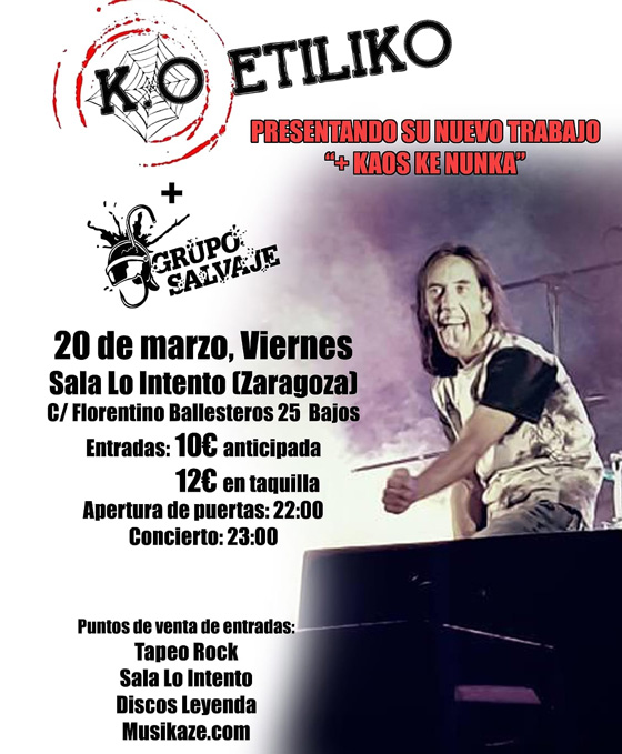 Cartel del concierto de K.O. Etíliko en Zaragoza