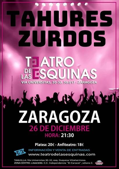 Concierto de Tahures Zurdos en Zaragoza