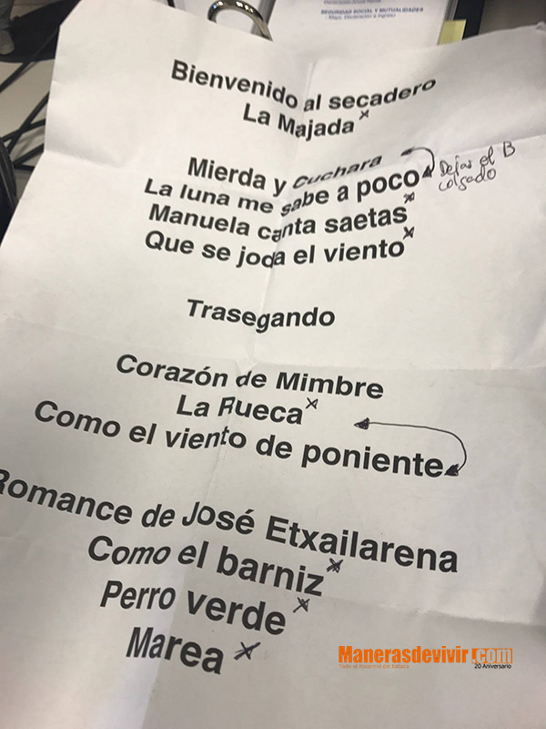 Lista de canciones del concierto de Marea en Berriozar