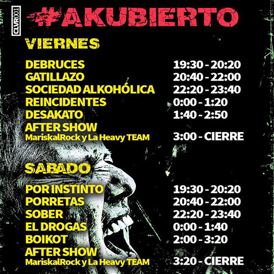 Horarios del festival Akubierto