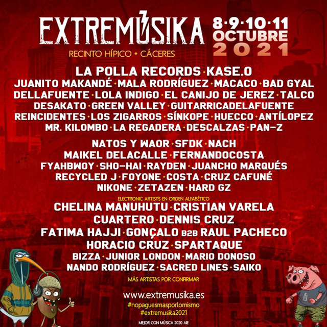 Cartel del Extremúsika 2021, en un 98% igual al de 2022