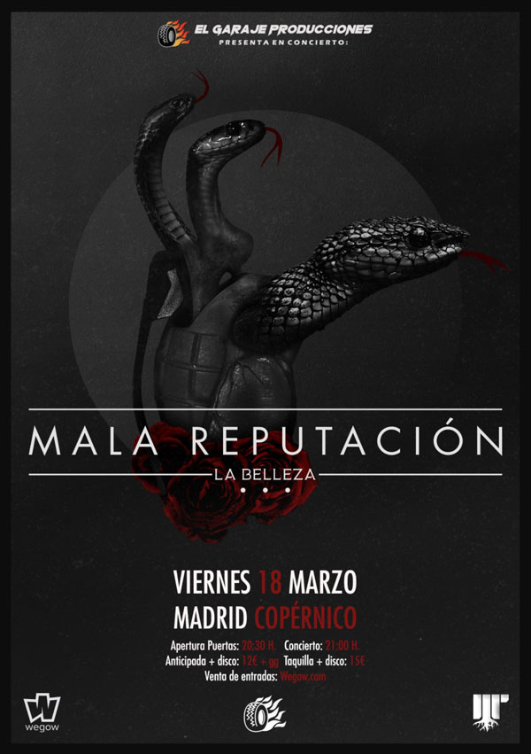 Gira La Belleza de Mala Repuitación - Cartel del concierto en Madrid