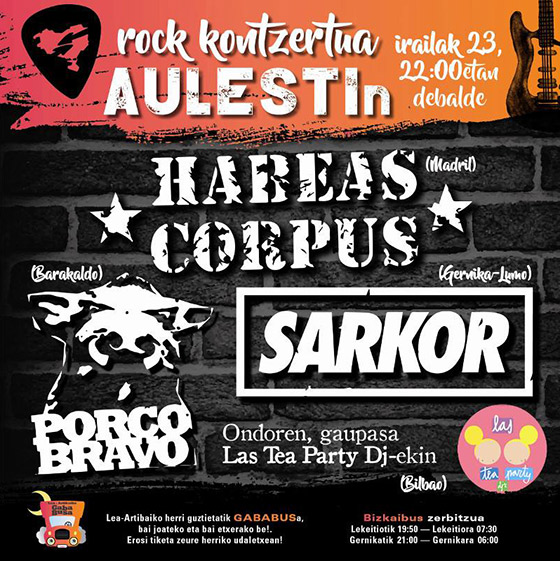 Cartel concierto Habeas Porco Bravo en Aulesti