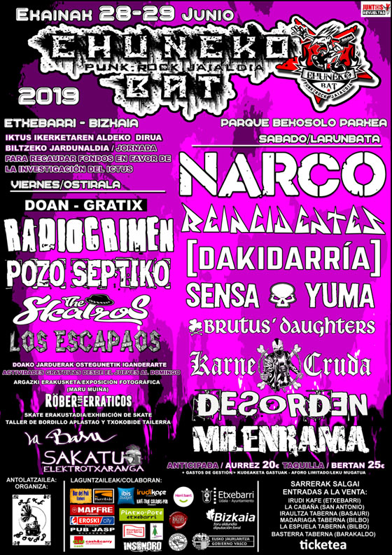 Cartel festival Ehuneko Bat 2019