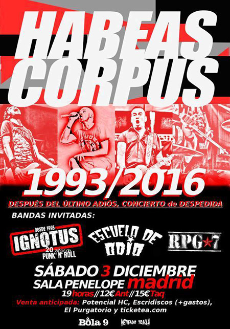 Último concierto de Habeas Corpus en Madrid
