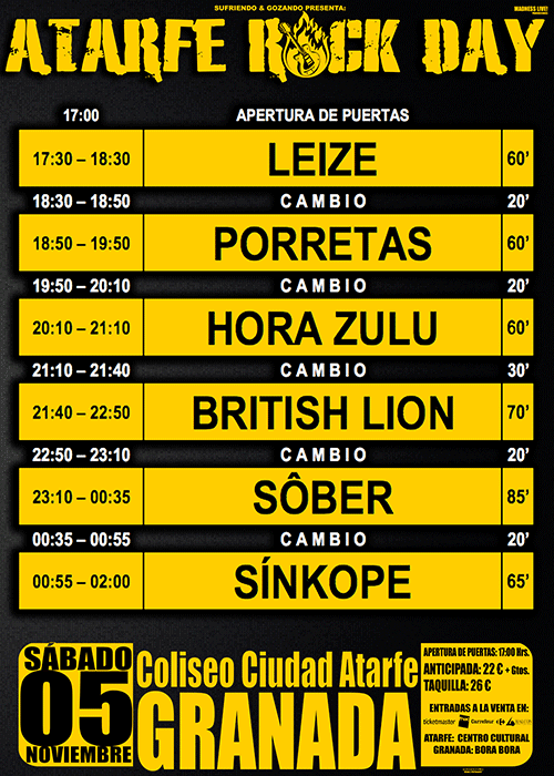 Horarios Atarfe Rock Day