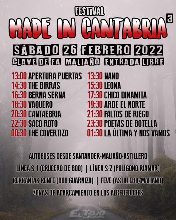 Horarios de los conciertos del Made in Cantabria
