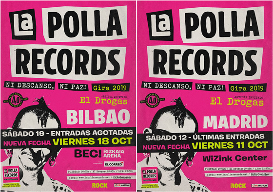 Nuevas fechas de La Polla Records en Bilbao y Madrid