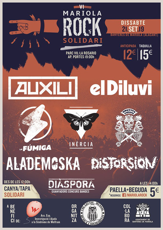 Cartel del festival Mariola Rock Solidari 2019