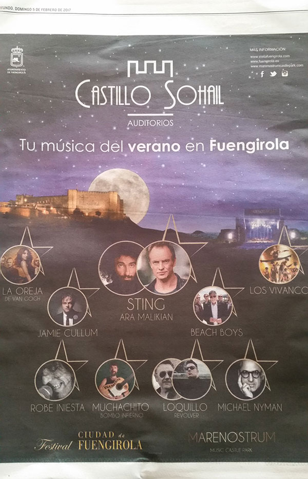 Publicidad concierto Robe en Fuengirola