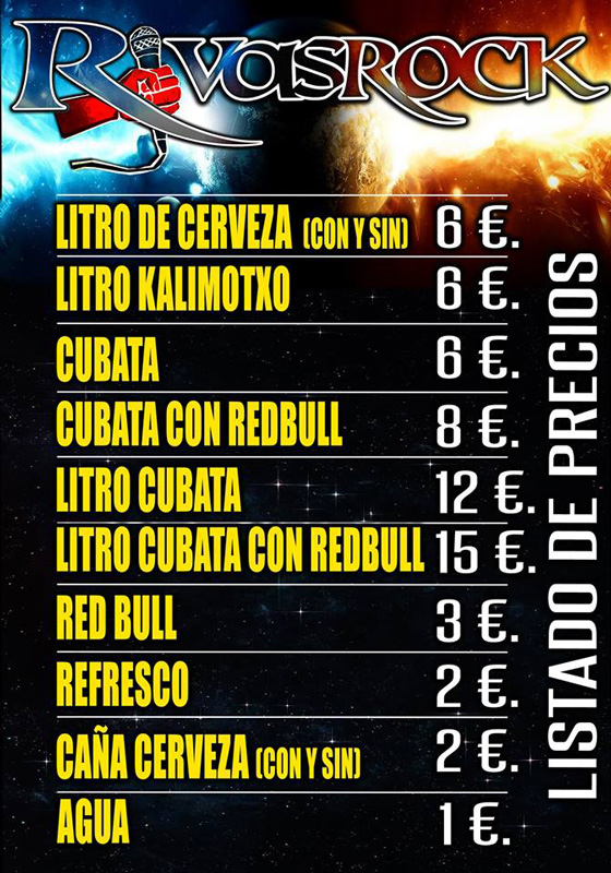 Precios de las barras del Rivas Rock 2019