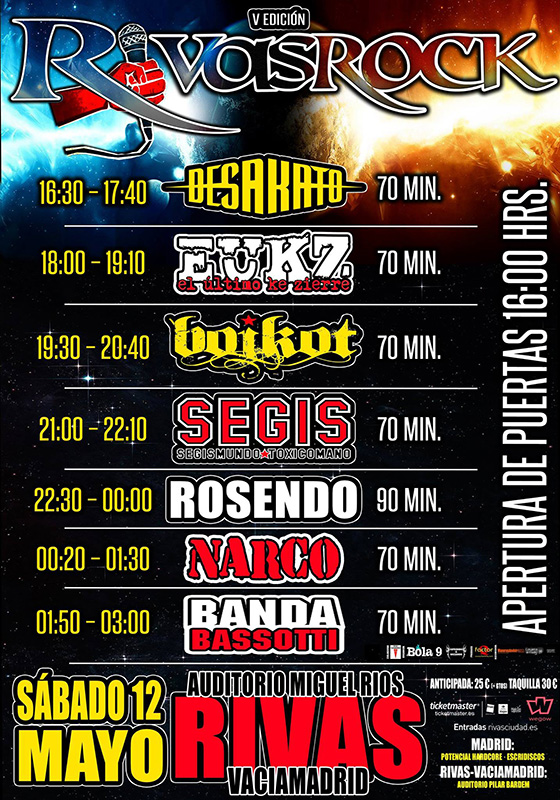 Horarios Rivas Rock Festival 2018