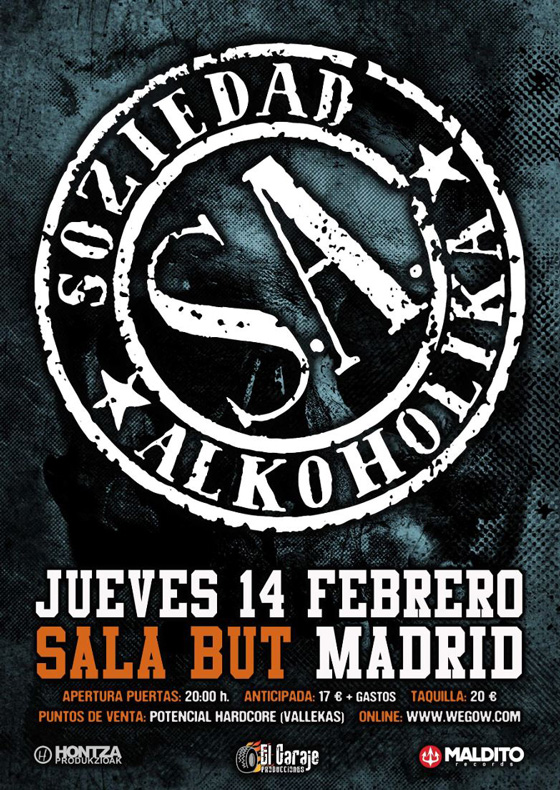 Entradas para el concierto de S.A. en la sala But de Madrid