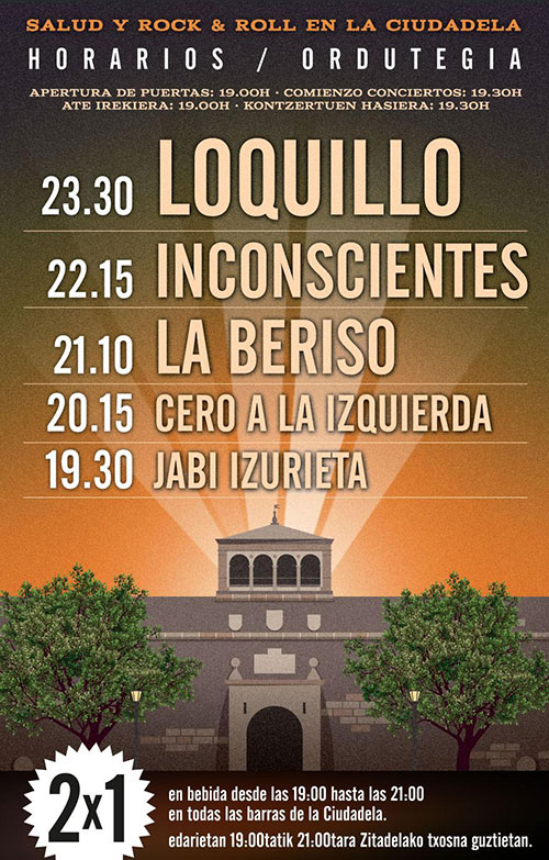 
Horarios del Salud y Rock and Roll de la Ciudadela de Pamplona