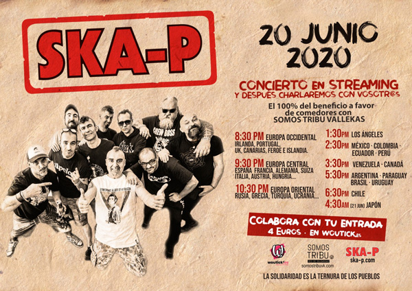 Concierto solidario de Ska-P en streaming