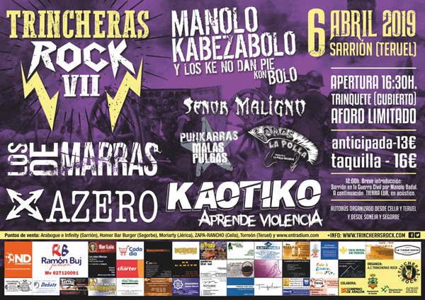 Cartel del festival Trincheras Rock 2019