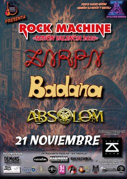 Rock Machine 2025 en Valencia: Zarpa, Badana y Absolom con la sesión de DJ Txus Tankian