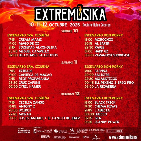 Extremúsika publica horarios de sus tres jornadas en Cáceres (10–12 de octubre)